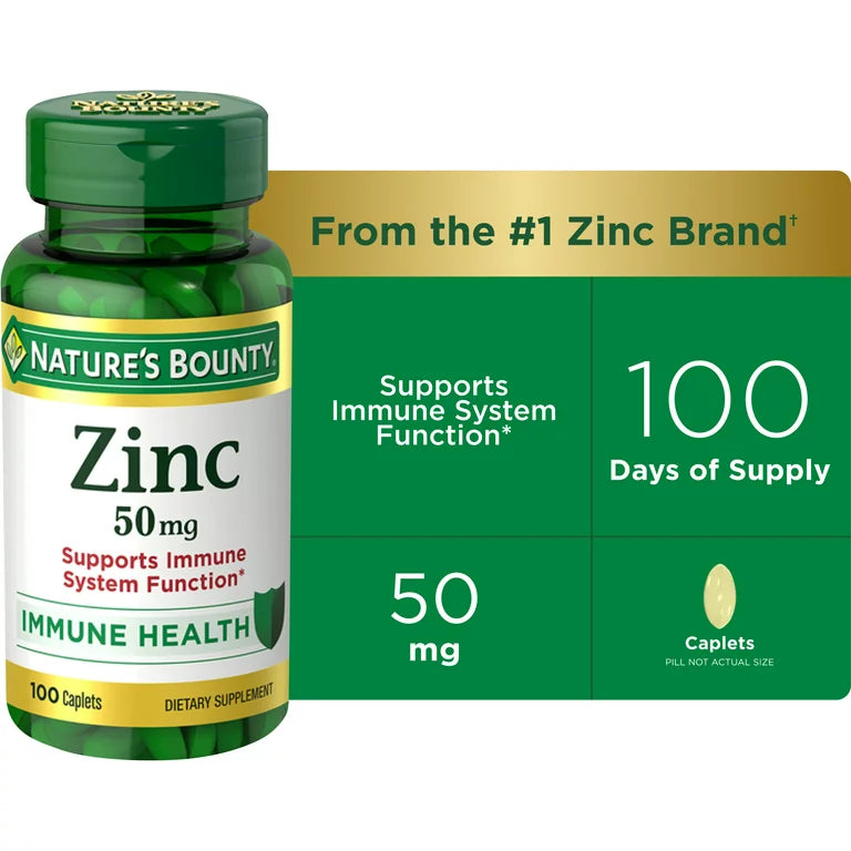 Nature's Bounty Zinc, Immune Support, 50 mg, Caplets, 100 Ct - Medaid - Lebanon