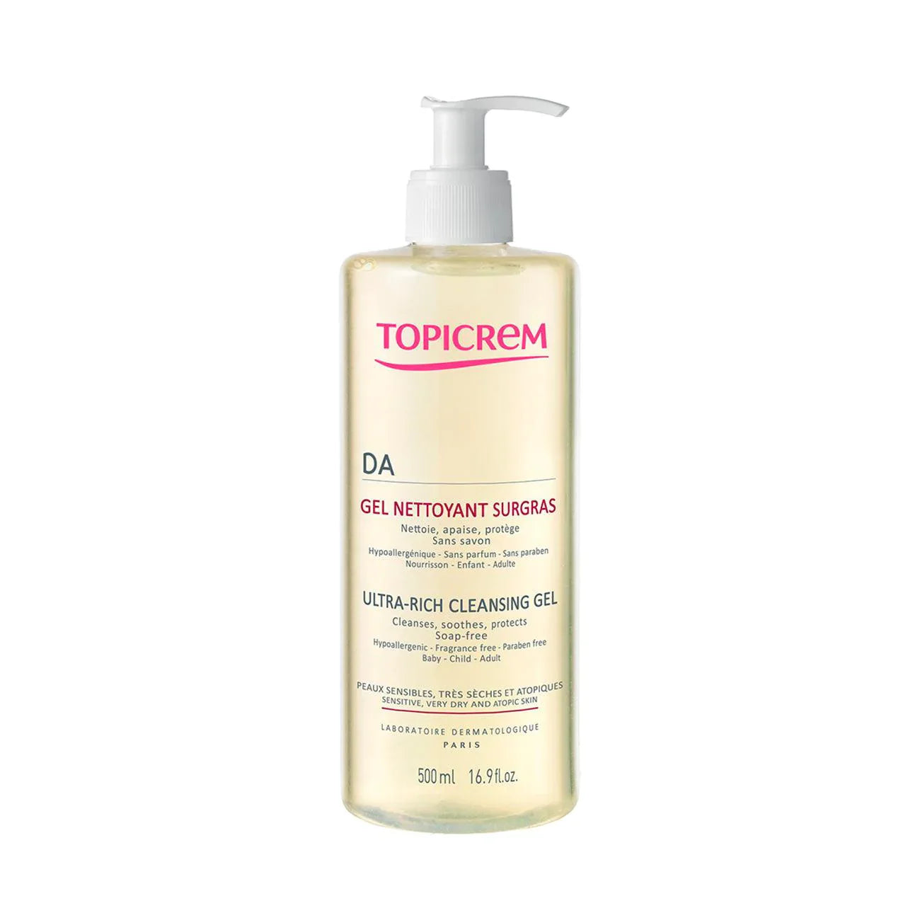 TOPICREM DA Ultra-Rich Cleansing Gel - Sensitive, Very Dry and Atopic Skin 500ML - Medaid International