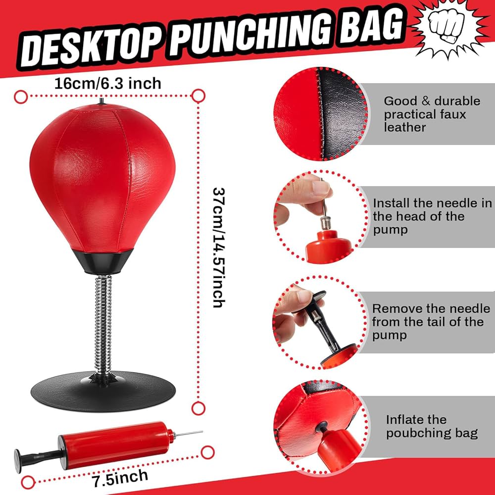 Desktop Punching Bag, [Upgrade, Flexibility] Boxing Bag Speed Balls Boxing High - Black color - Medaid International