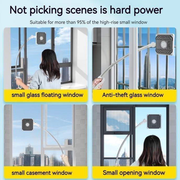 Window Cleaning Tool U Shaped l for External Window Washer with Telescopic Pole, Angle Adjustable Sponge Head and Squeegees - Medaid International