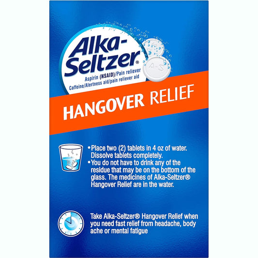 Alka-Seltzer Hangover Relief Effervescent Tablets Formulated for Fast Relief of Headaches, Body Aches and Mental Fatigue, 20CT - Medaid - Lebanon