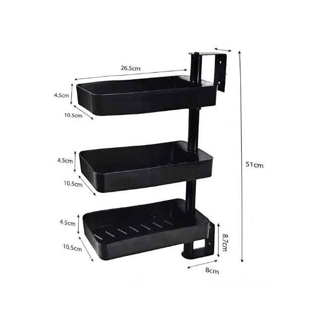 3 Tiered Wall Mounted Kitchen Storage Racks 180 Degree Rotatable For Spice - Medaid International