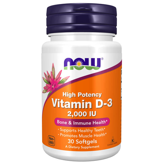 NOW Supplements, Vitamin D-3 2,000 IU, High Potency, Structural Support*, 30 Softgels - Medaid - Lebanon