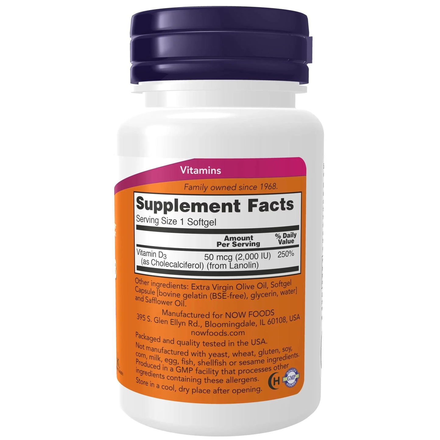 NOW Supplements, Vitamin D-3 2,000 IU, High Potency, Structural Support*, 30 Softgels - Medaid - Lebanon