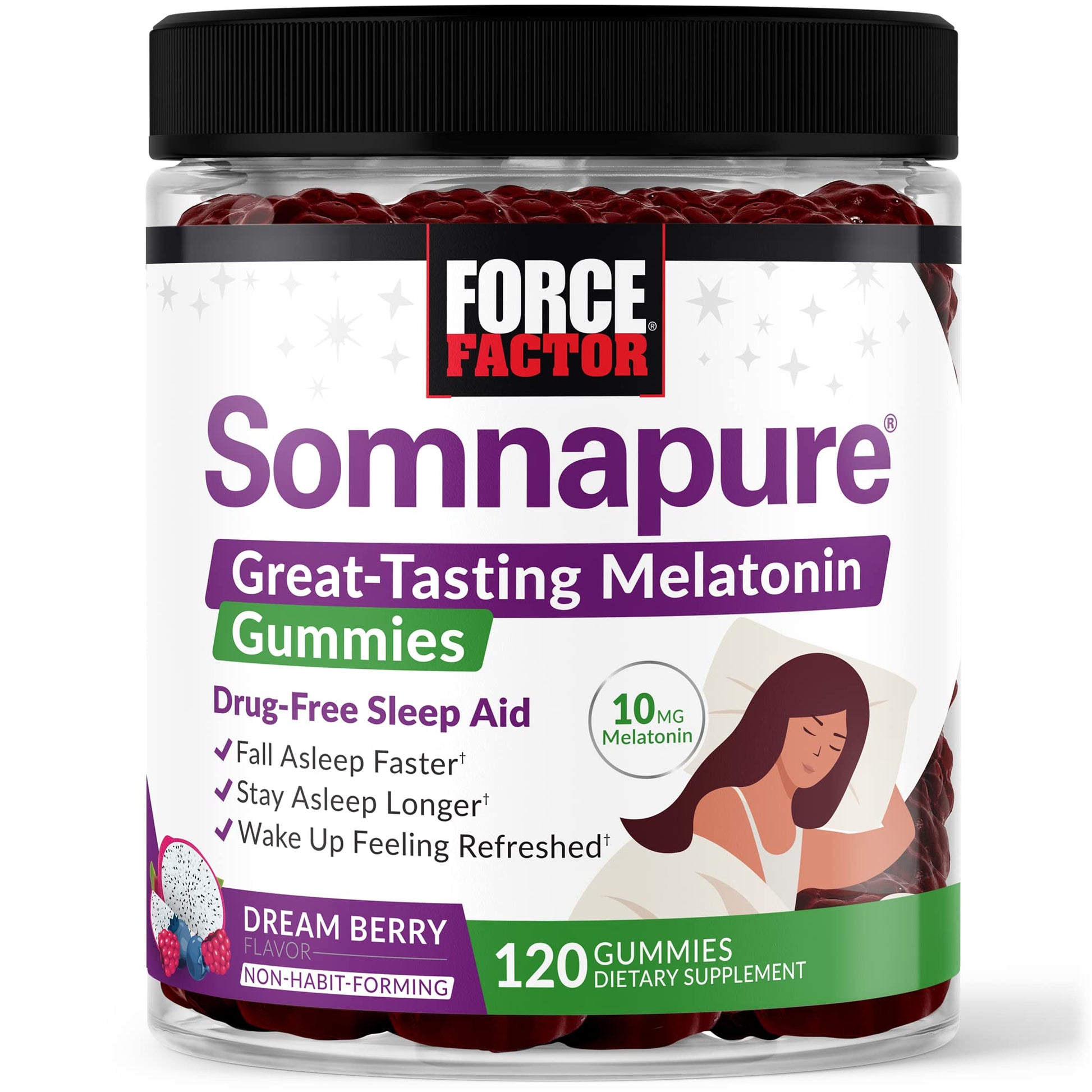 Force Factor Somnapure Gummies with Melatonin for Adults, Non-Habit-Forming Sleep Aid Supplement for Deep Sleep, Stay Asleep Longer, Wake Up Refreshed, Dream Berry Flavor - Medaid - Lebanon