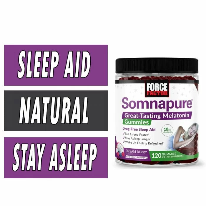 Force Factor Somnapure Gummies with Melatonin for Adults, Non-Habit-Forming Sleep Aid Supplement for Deep Sleep, Stay Asleep Longer, Wake Up Refreshed, Dream Berry Flavor - Medaid - Lebanon