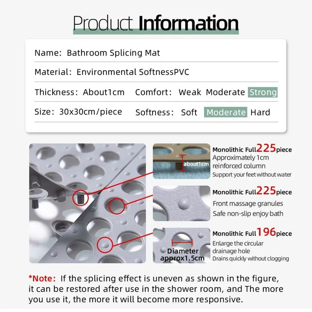 Floor Bathroom Non-slip Mat Toilet Splicing Ground Mat Silicone - Medaid International