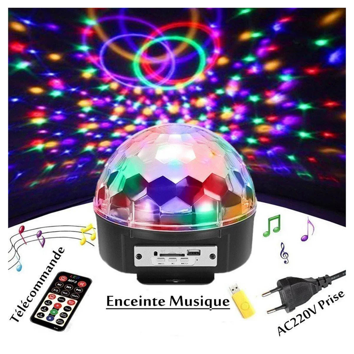 Bluetooth MP3 LED Disco Light Crystal Magic Ball Rotating Stage Lamp - Medaid International