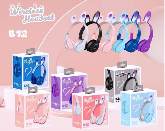 B12 - Wireless Bluetooth Rabbit Ear Headphone 2022 With Led Light - Medaid International