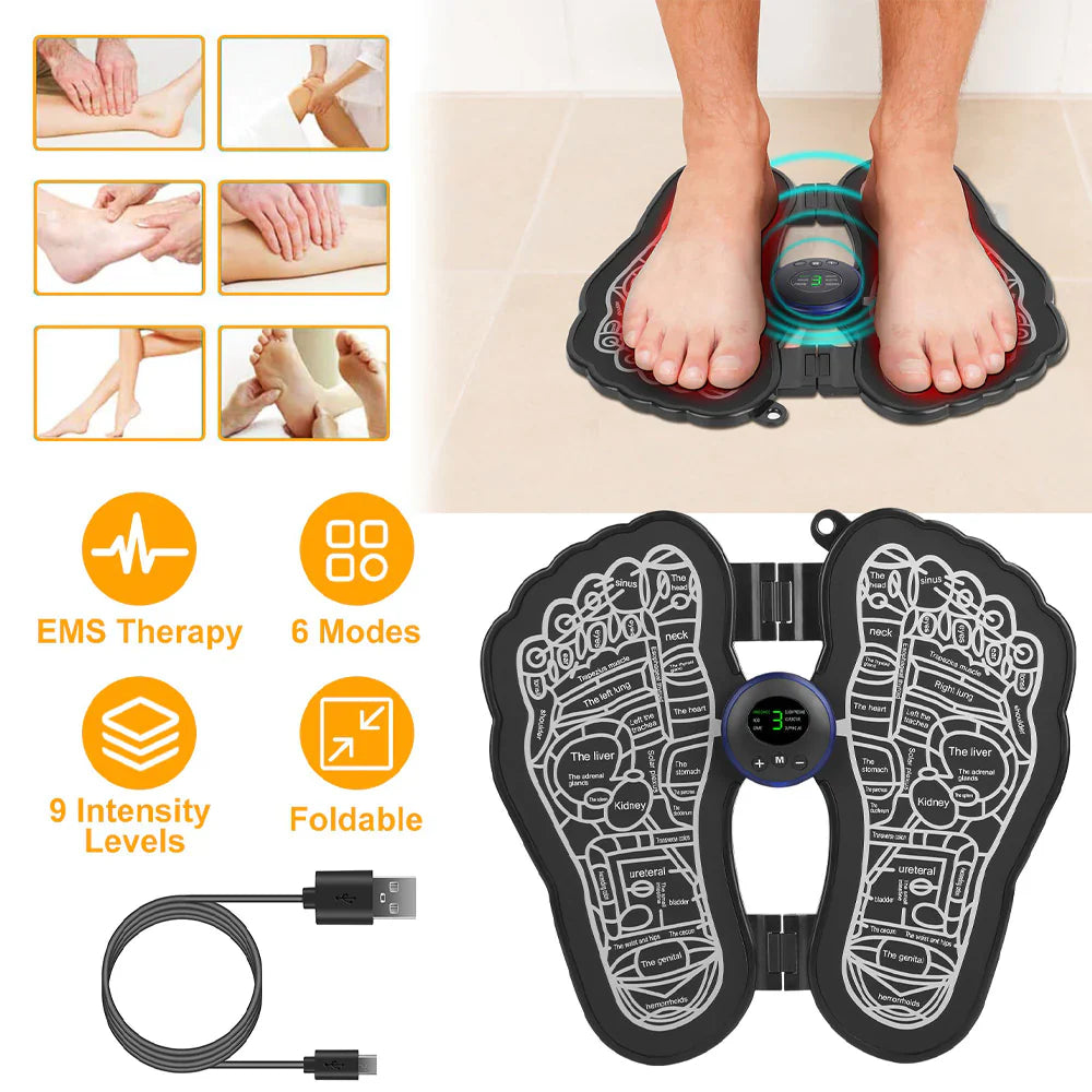 Electric EMS Foot Massager Pad Foldable USB Rechargeable - Medaid International