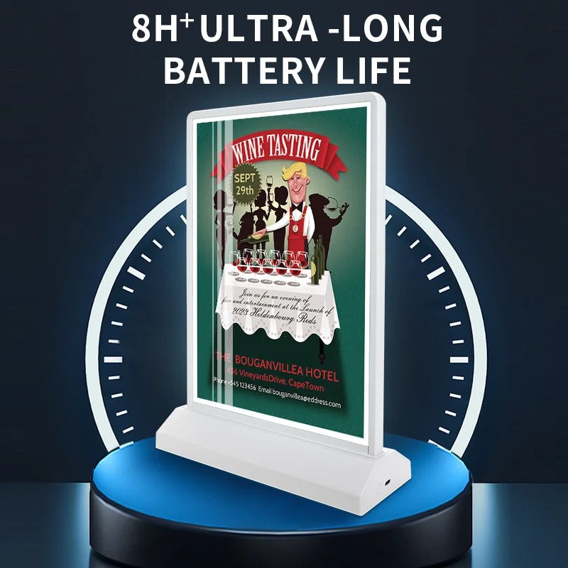 Rechargeable A4 desktop advertising light box
Acrylic Flashing Led Table Menu Restaurant Card
Display Holder Stand - Medaid International