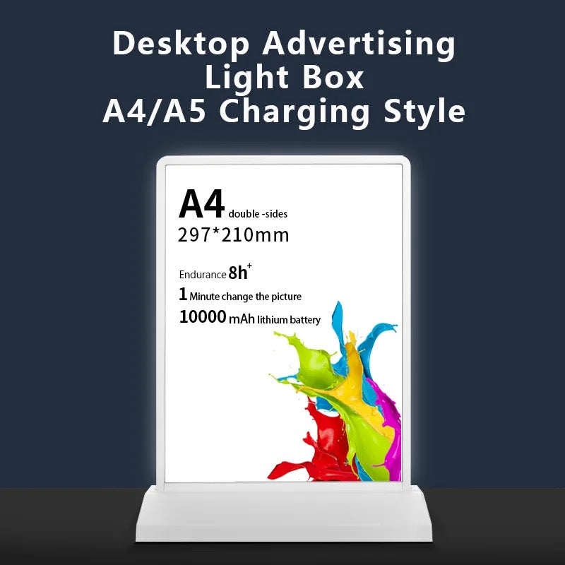 Rechargeable A4 desktop advertising light box
Acrylic Flashing Led Table Menu Restaurant Card
Display Holder Stand - Medaid International