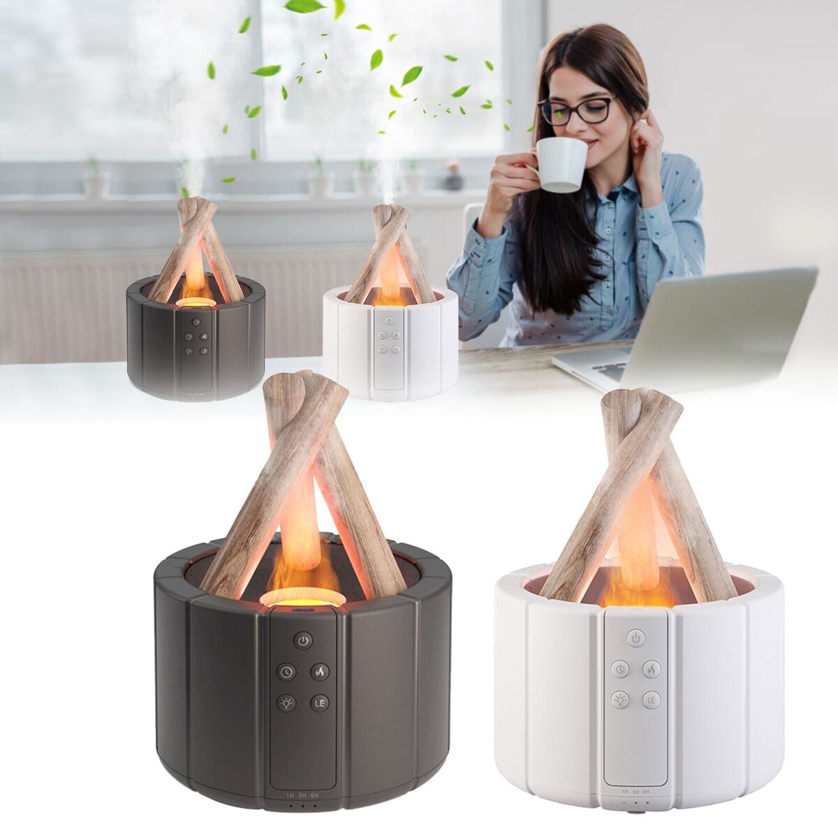 Air Humidifier Aroma Diffuser Ultrasonic Bonfire Flame Light - Medaid International
