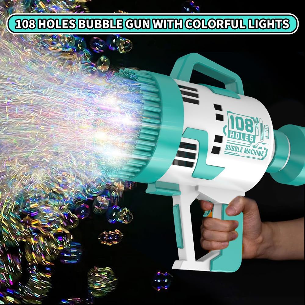 Bubble Gun 108 Holes With Colorful Lights For Kids Toys - Medaid International