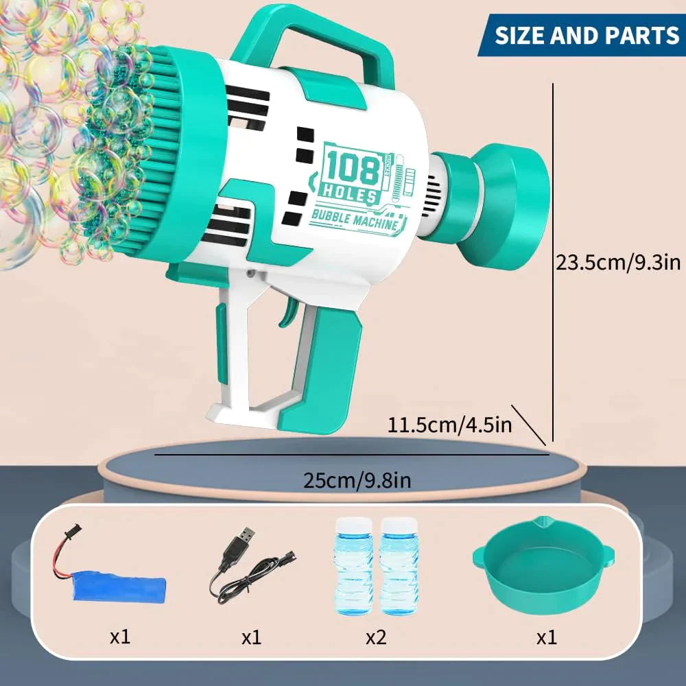 Bubble Gun 108 Holes With Colorful Lights For Kids Toys - Medaid International