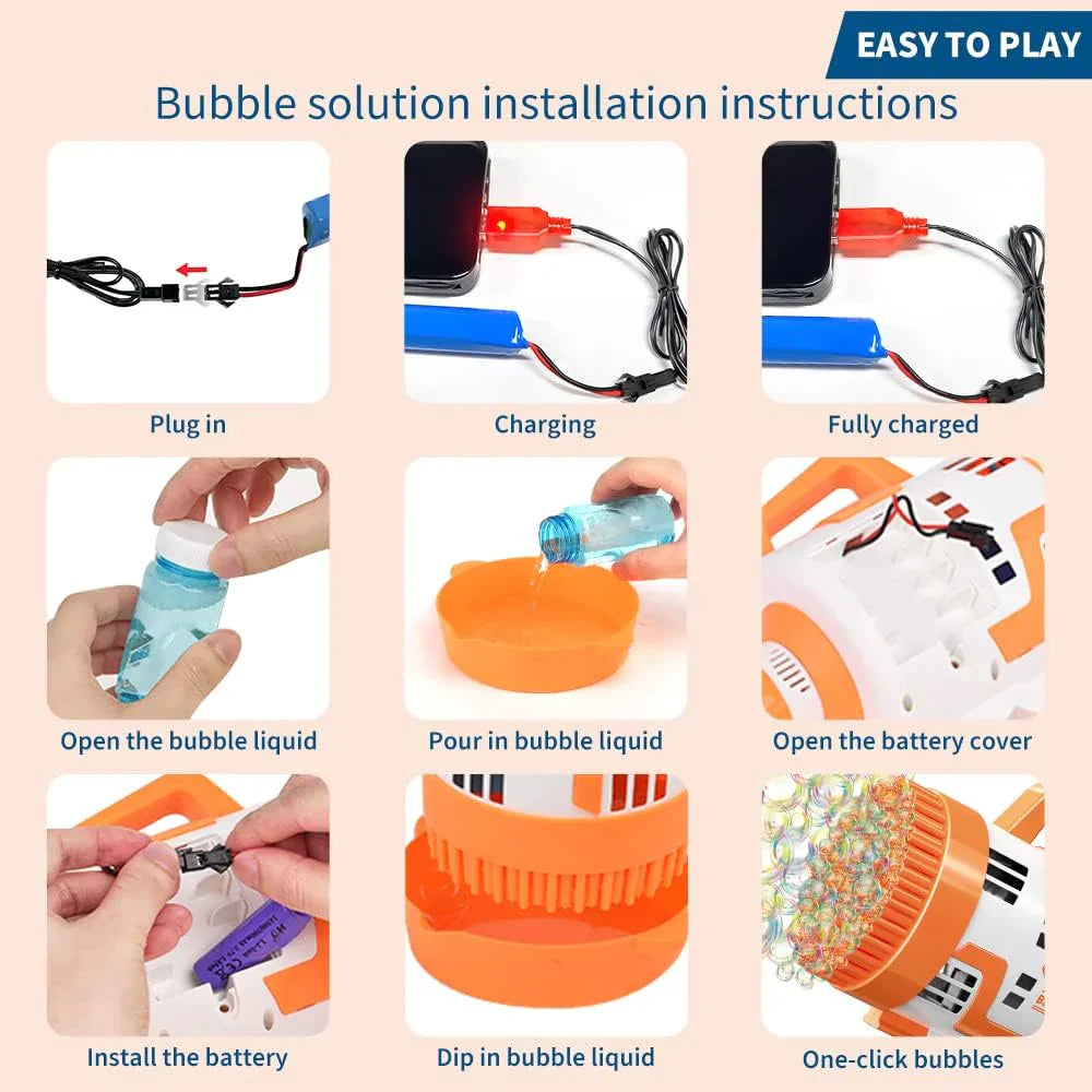 Bubble Gun 108 Holes With Colorful Lights For Kids Toys - Medaid International