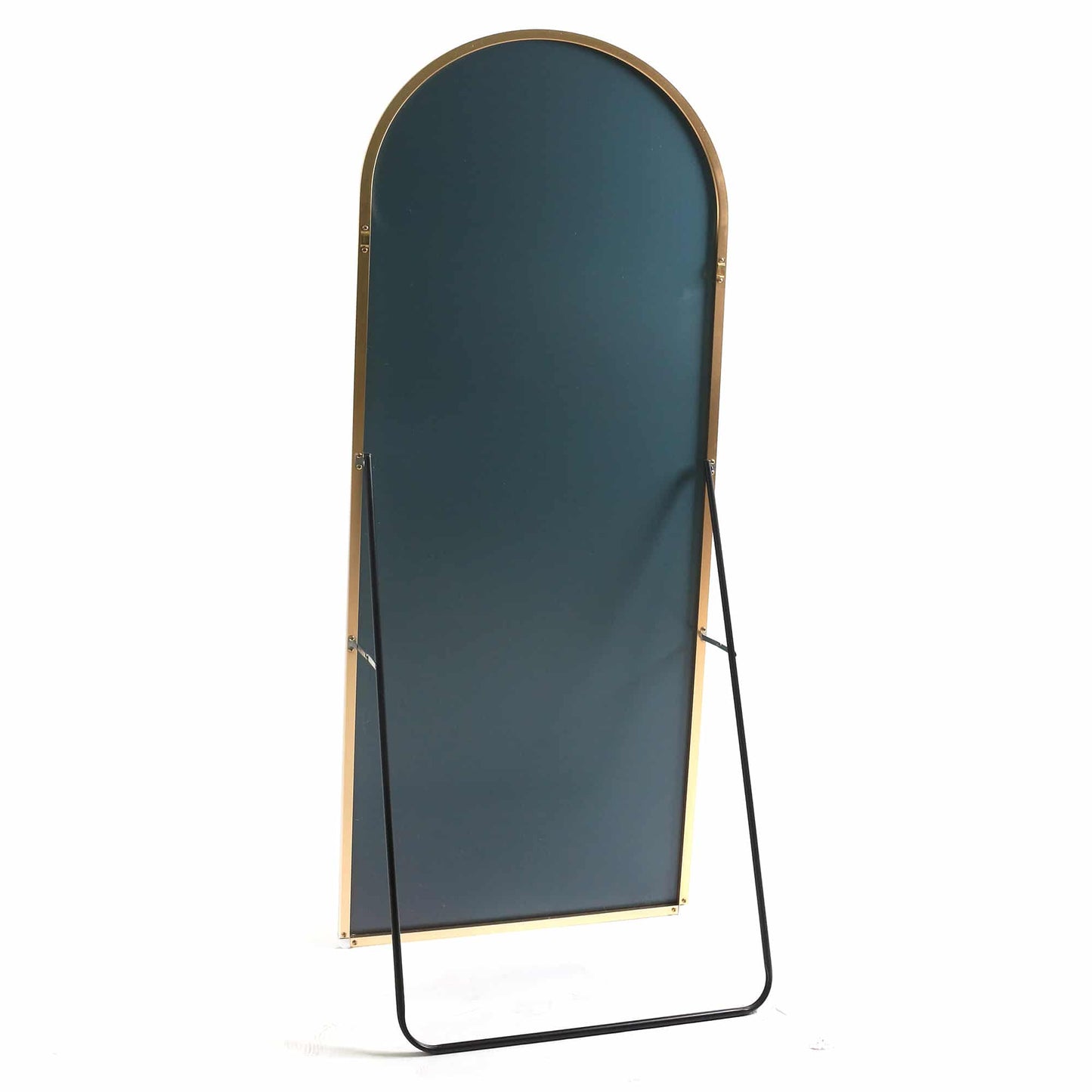 170 CM Modern Arched Floor Standing and Wall Mounted Mirror with Metal Frame Freestanding Mirror with Stand for Home Living Room Bedroom Gold - Medaid