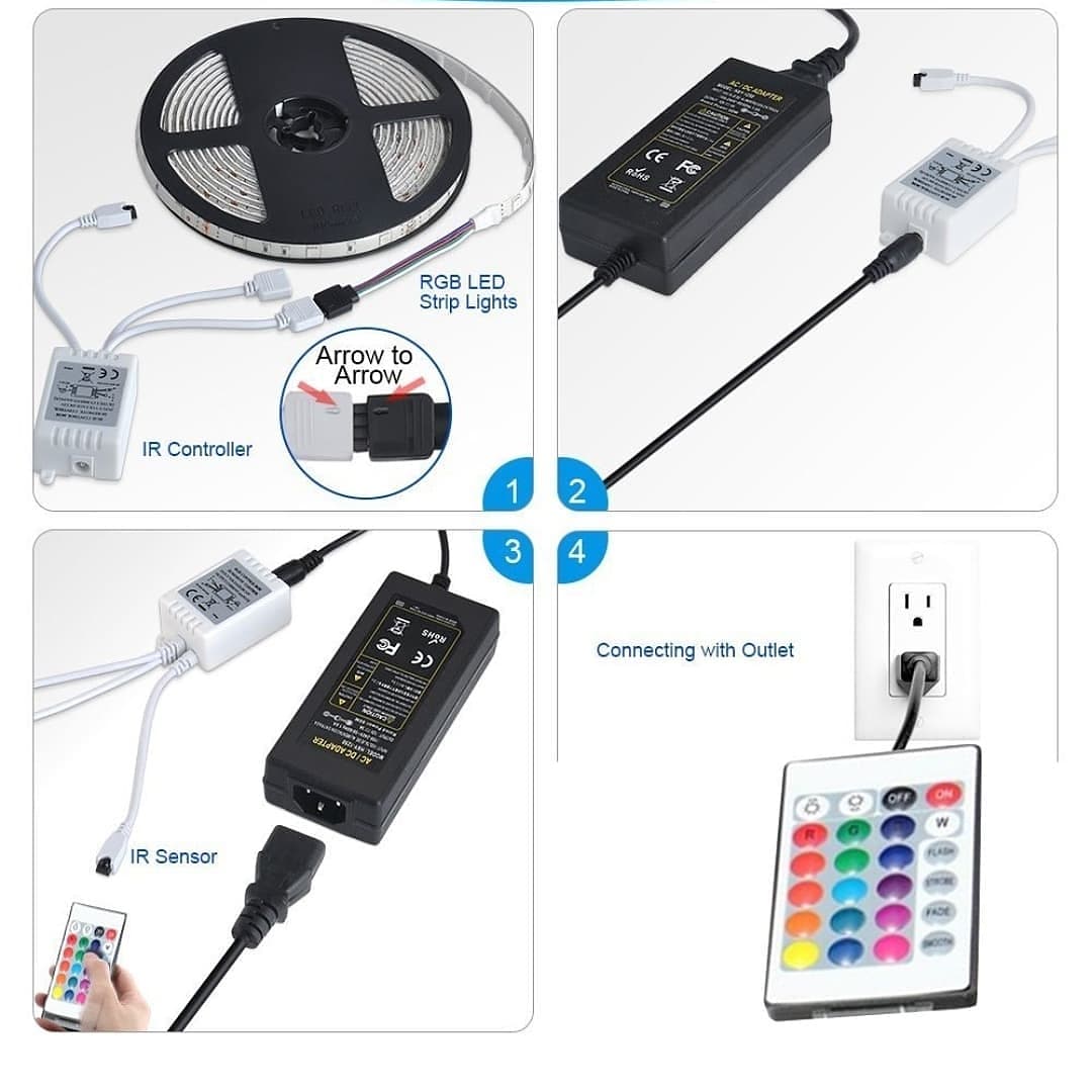 RGB Led Light 5 Meter Waterproof Phone App Bluetooth + Remote Controller - Medaid International