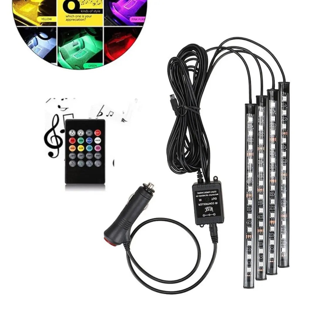 Car Rgb 4 Pcs Waterproof Led Light Strip Remote Or Bluetooth Control - Medaid International