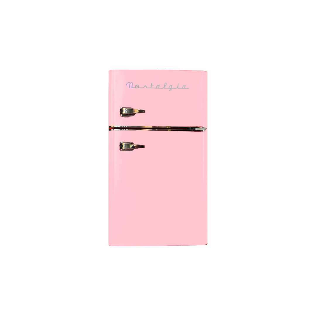 Two Door Retro Mini Fridge-Freezer, Pink - Medaid International