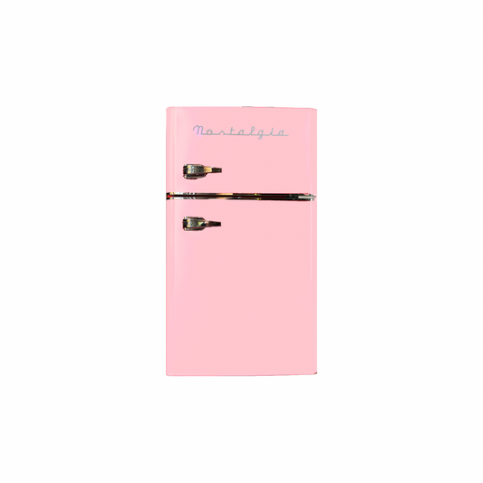 Two Door Retro Mini Fridge-Freezer, Pink - Medaid International