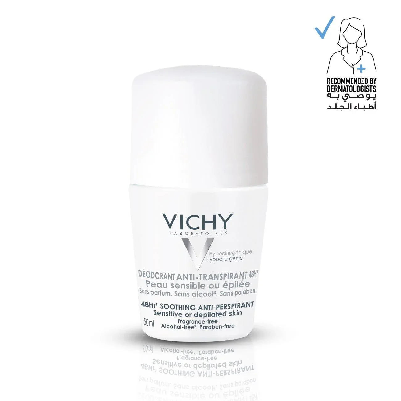 VICHY 48H Soothing Anti-Perspirant Roll-On - Sensitive or Depilated Skin - Medaid International