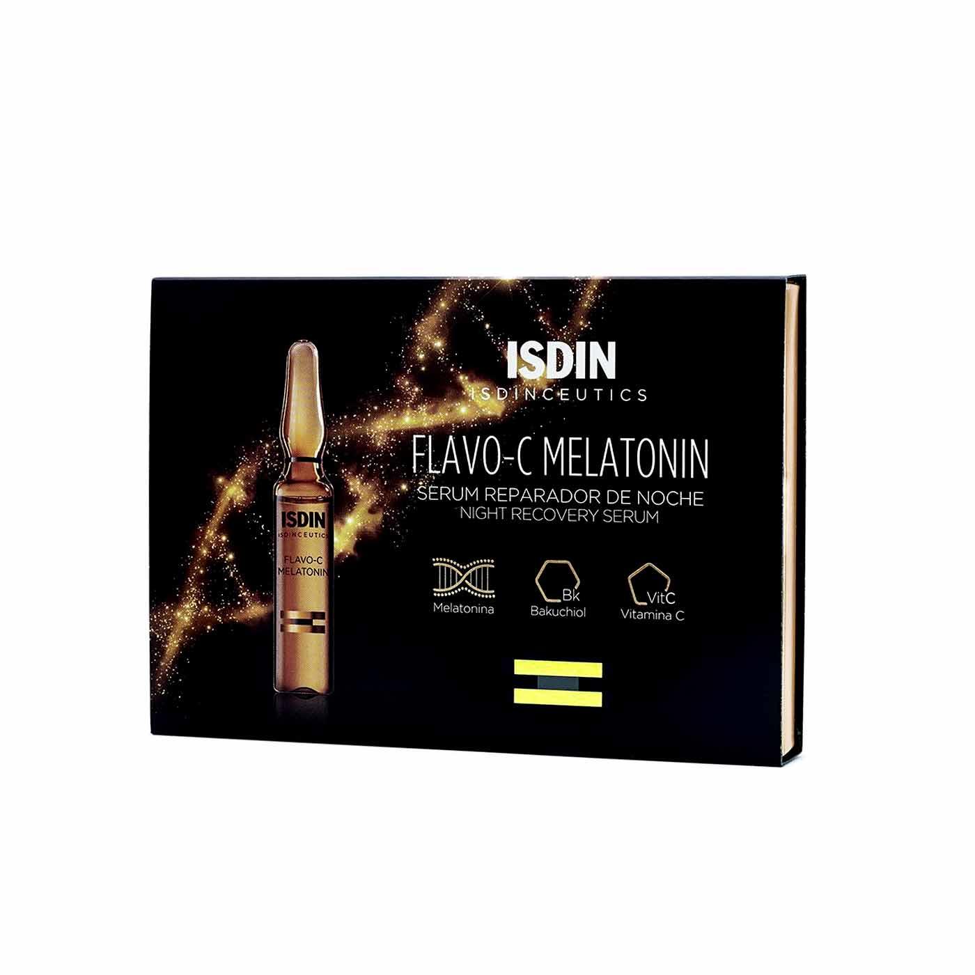 ISDIN Isdinceutics Flavo-C Melatonin Night Recovery Serum - Box of 10 Bulbs x 2ml - Medaid International
