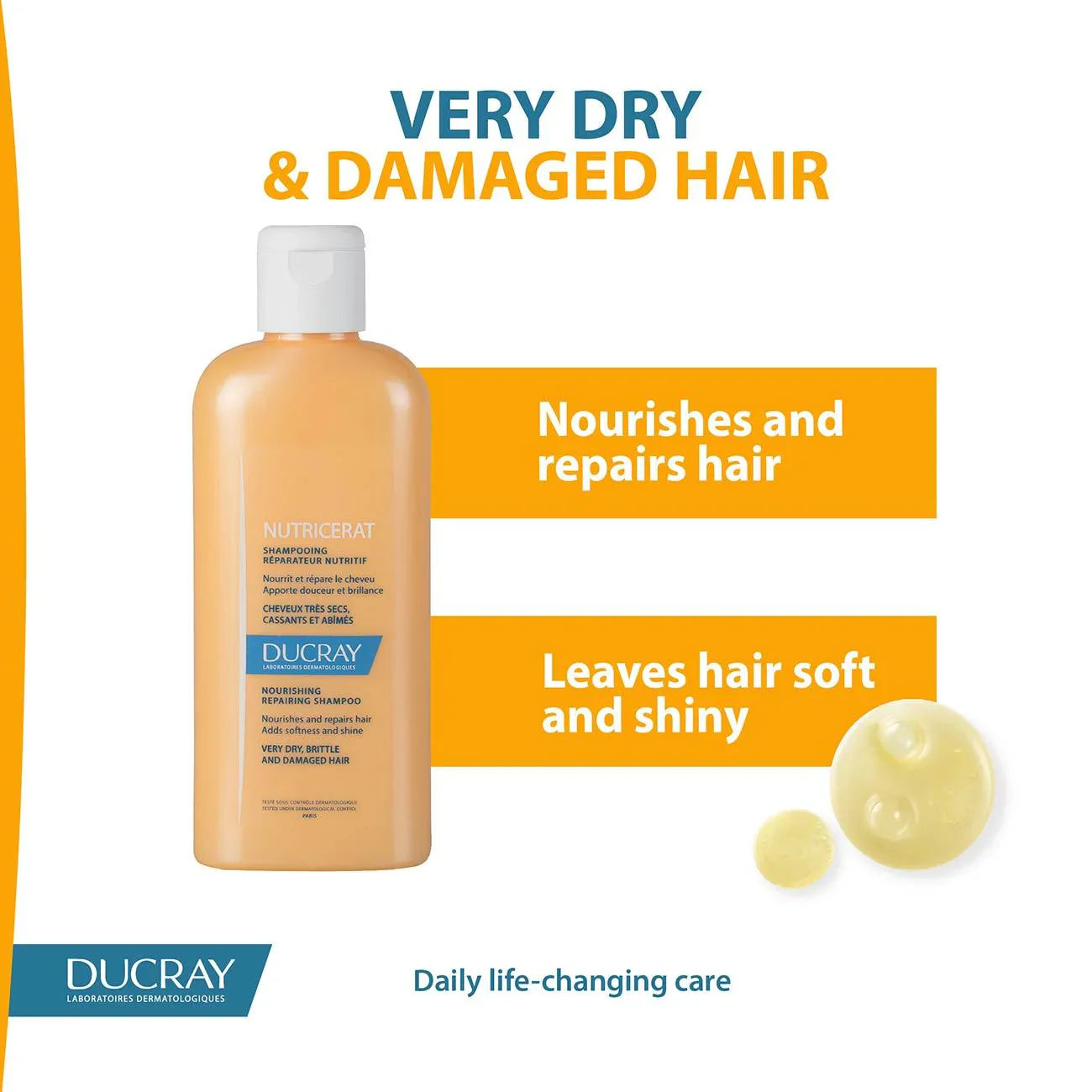 DUCRAY Nutricerat Nourishing Repairing Shampoo - Very Dry, Brittle and Damaged Hair - Medaid International