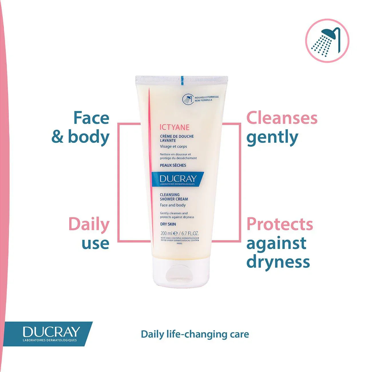 DUCRAY Ictyane Cleansing Shower Cream - Face and Body - 200ML - Medaid International