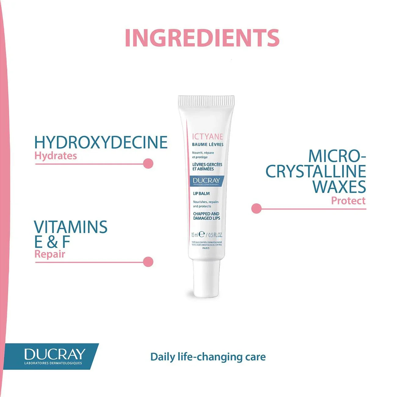 DUCRAY Ictyane Lip Balm - Chapped and Damaged Lips - Medaid International