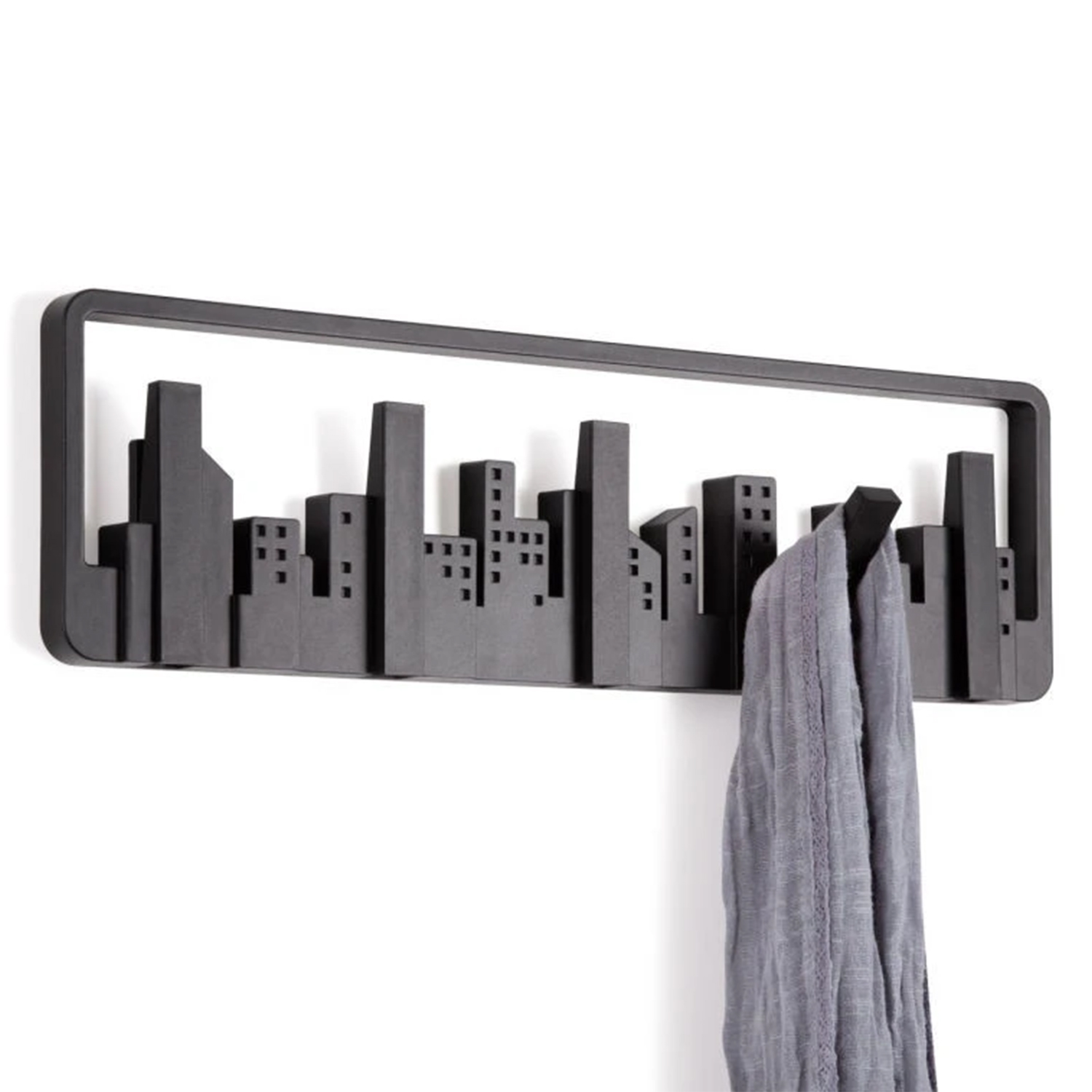 Wall-Mounted Coat Rack with Hooks - Key & Coat Holder (Black) - Medaid International