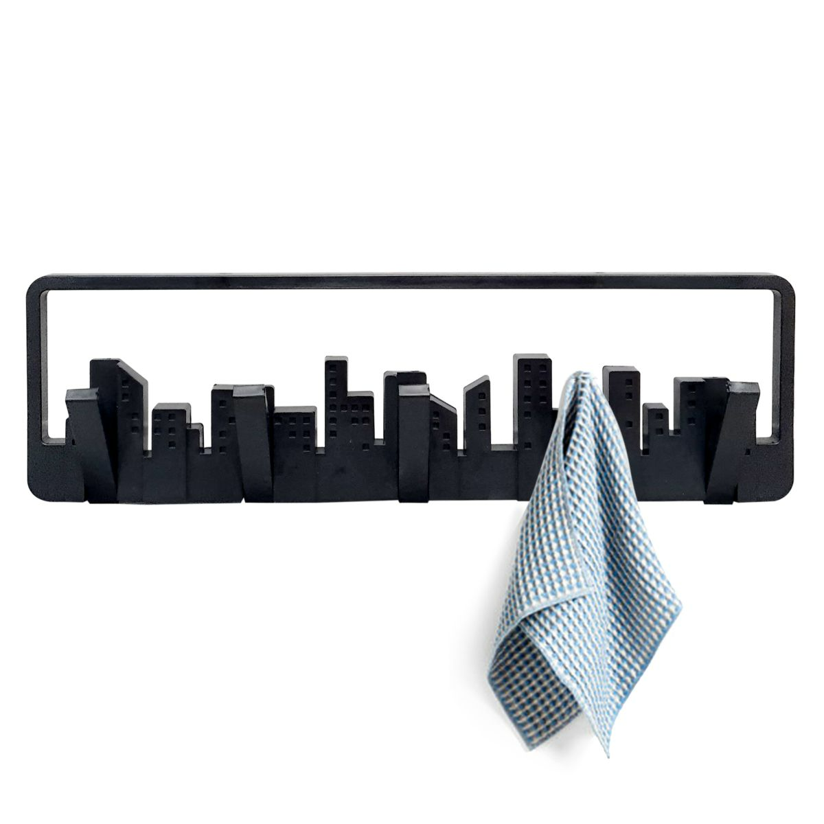 Wall-Mounted Coat Rack with Hooks - Key & Coat Holder (Black) - Medaid International