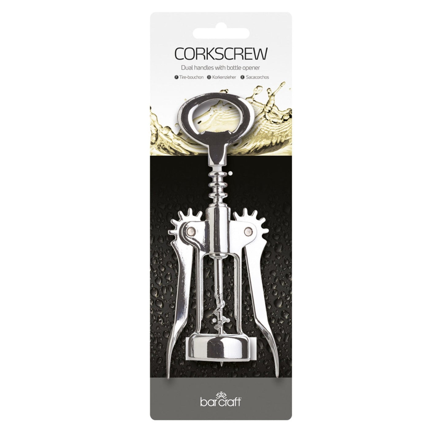 BarCraft Double Handled Chrome Wing Corkscrew - Medaid International