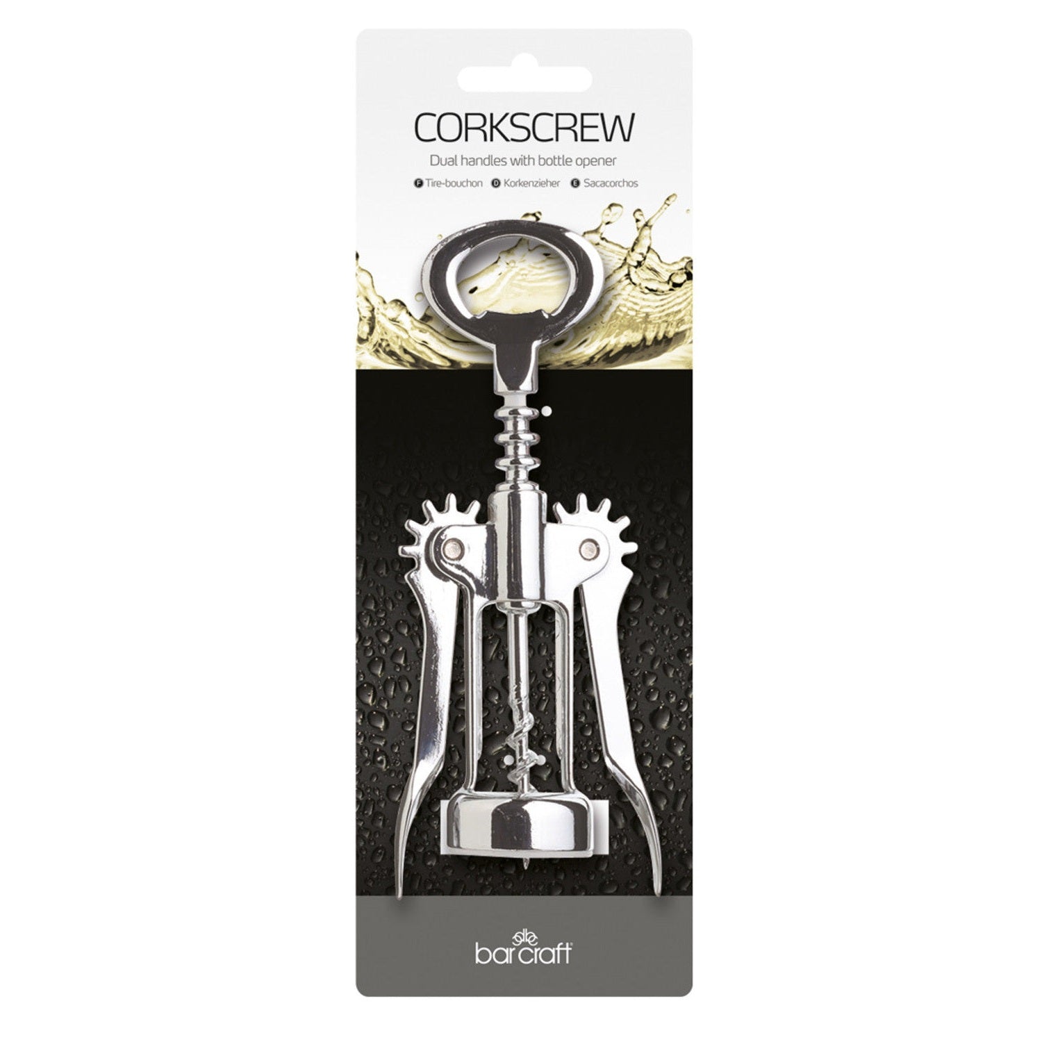 BarCraft Double Handled Chrome Wing Corkscrew - Medaid International