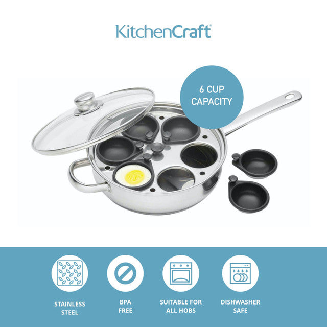 Stainless Steel 6-Hole Egg Poacher, 28cm - Medaid International