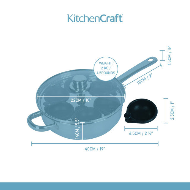 Stainless Steel 6-Hole Egg Poacher, 28cm - Medaid International