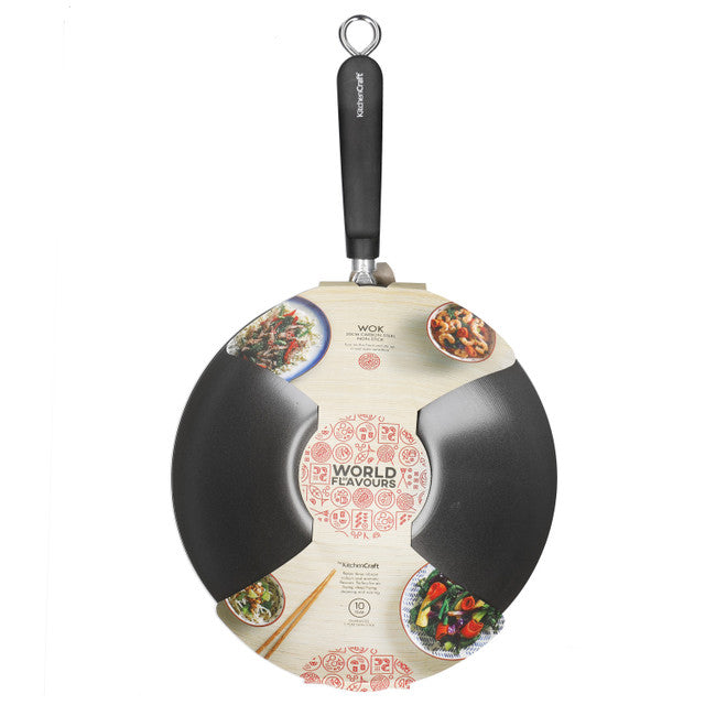 World of Flavours Oriental Carbon Steel 30cm Non-Stick Wok - Medaid International