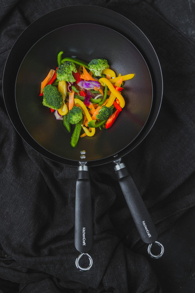 World of Flavours Oriental Carbon Steel 30cm Non-Stick Wok - Medaid International