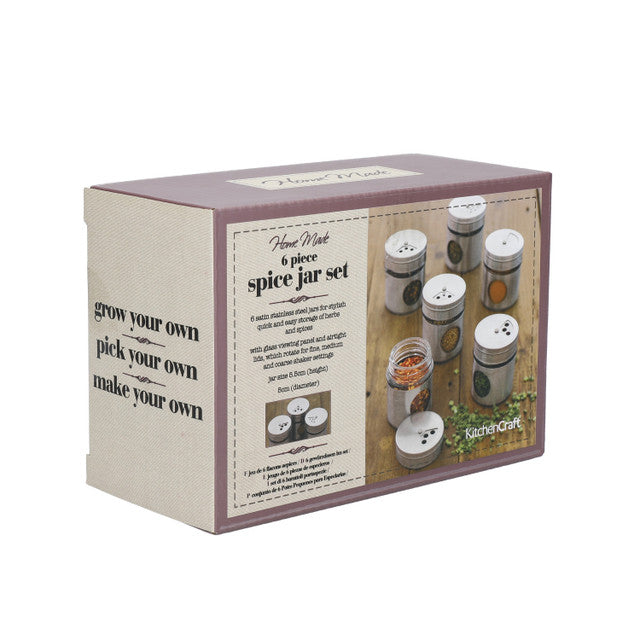 Home Made Set of 6 Stainless Steel Spice Jars - Medaid International