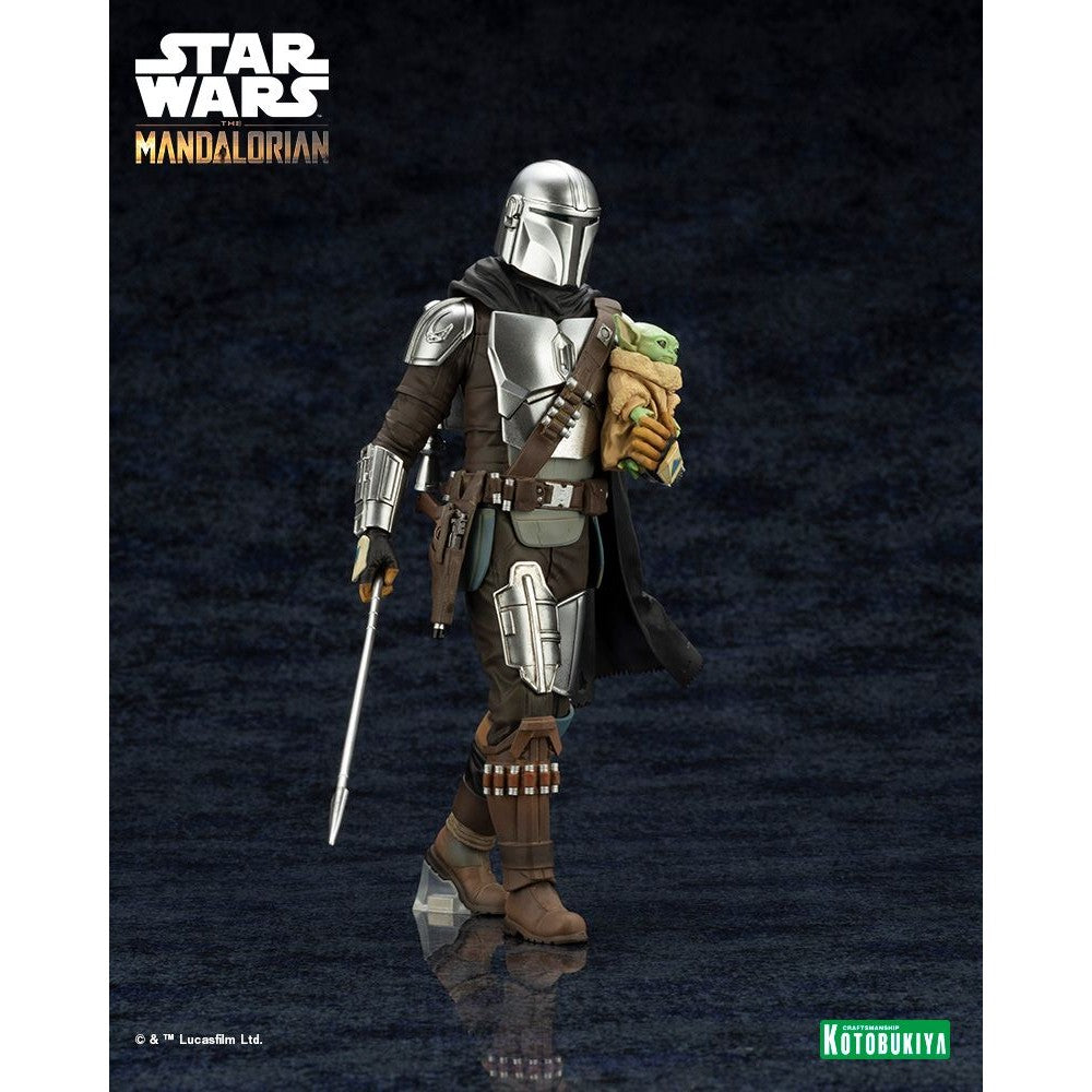 Star Wars The Mandalorian - Mandalorian And Grogu With Beskar Staff Artfx+ Statue By Kotobukiya - Medaid International