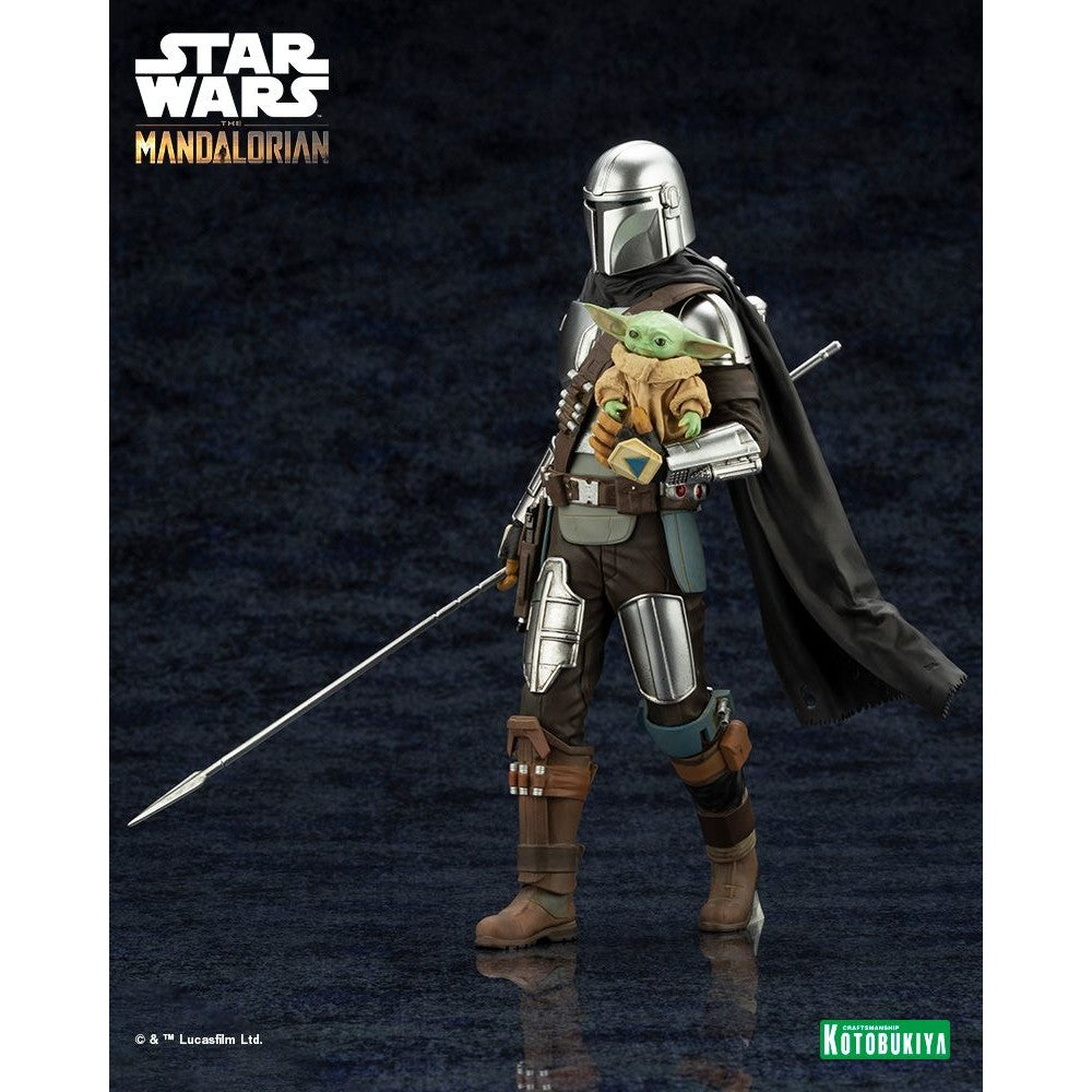 Star Wars The Mandalorian - Mandalorian And Grogu With Beskar Staff Artfx+ Statue By Kotobukiya - Medaid International
