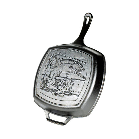 Lodge Wildlife  Series 26.7cm Square Cast Iron Fish Grill Pan - Medaid International