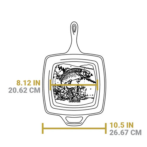 Lodge Wildlife  Series 26.7cm Square Cast Iron Fish Grill Pan - Medaid International