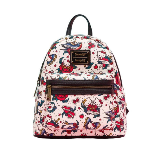 Loungefly! Leather: Hello Kitty Traditional Tattoo Art Mini Backpack - Medaid International