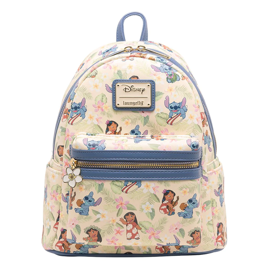 Funko Loungefly! Leather: Blue Hula Lilo and Stitch  All-over-print Mini Backpack - Medaid International