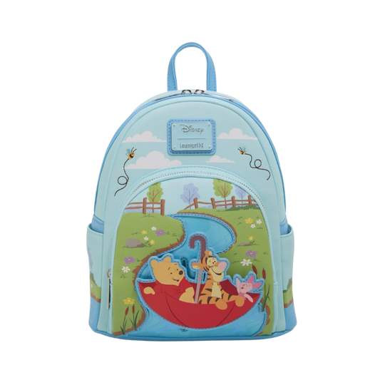 Loungefly! Leather: Disney Winnie the Pooh and Friends Down Stream with Umbrella Mini Backpack - Medaid International