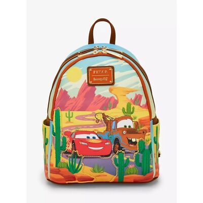 Loungefly! Leather: Disney Cars Lightning Mater Western Mini Backpack - Medaid International