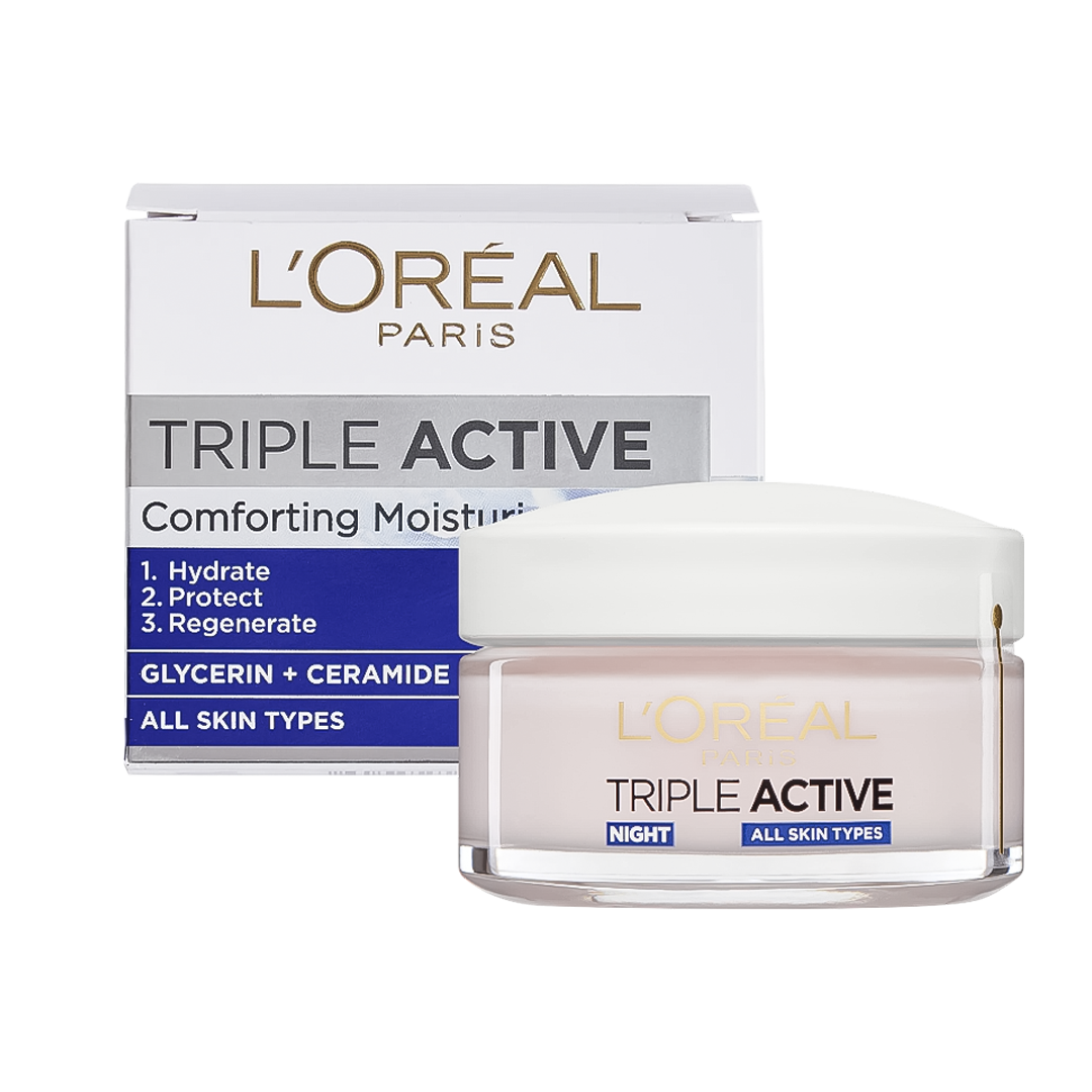 L'oreal Triple Active 24Hr Comforting Moisturiser Night Cream - 50ml - Medaid