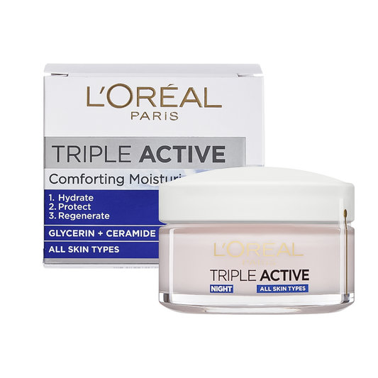 L'oreal Triple Active 24Hr Comforting Moisturiser Night Cream - 50ml - Medaid