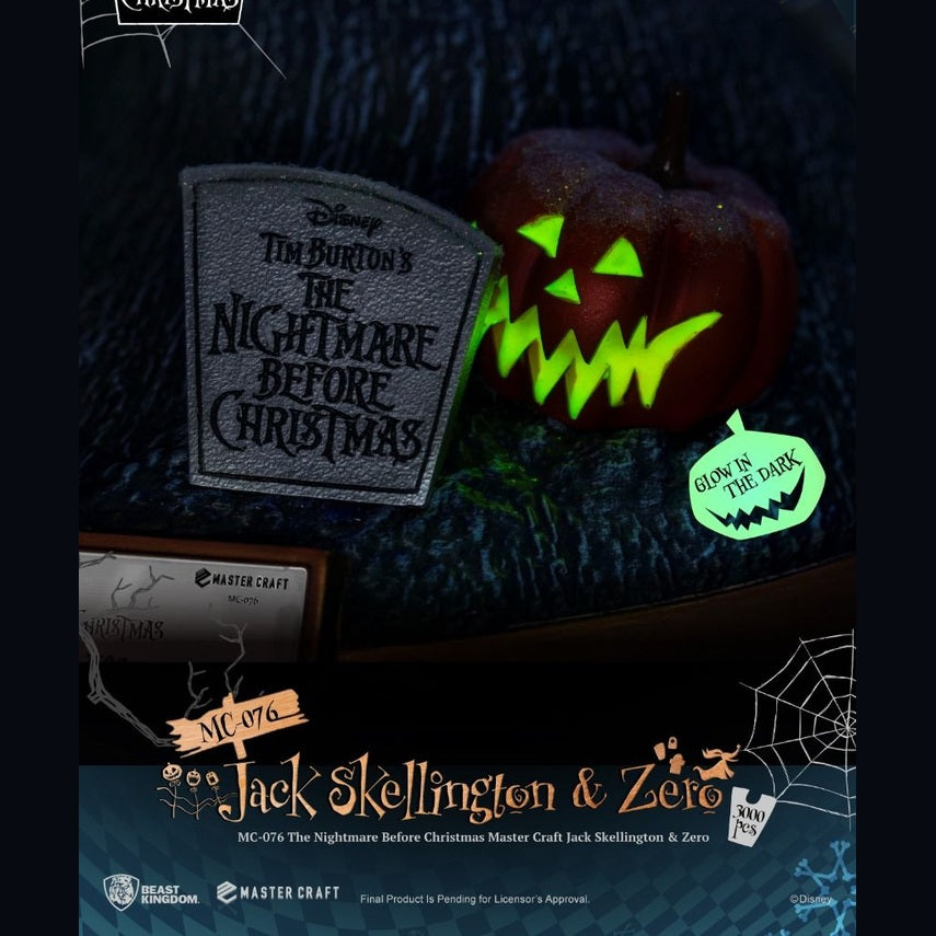 The Nightmare Before Christmas Master Craft MC-076 Jack Skellington & Zero Limited Edition Statue By Beast Kingdom - Medaid International